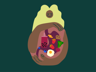 person holding stomach 