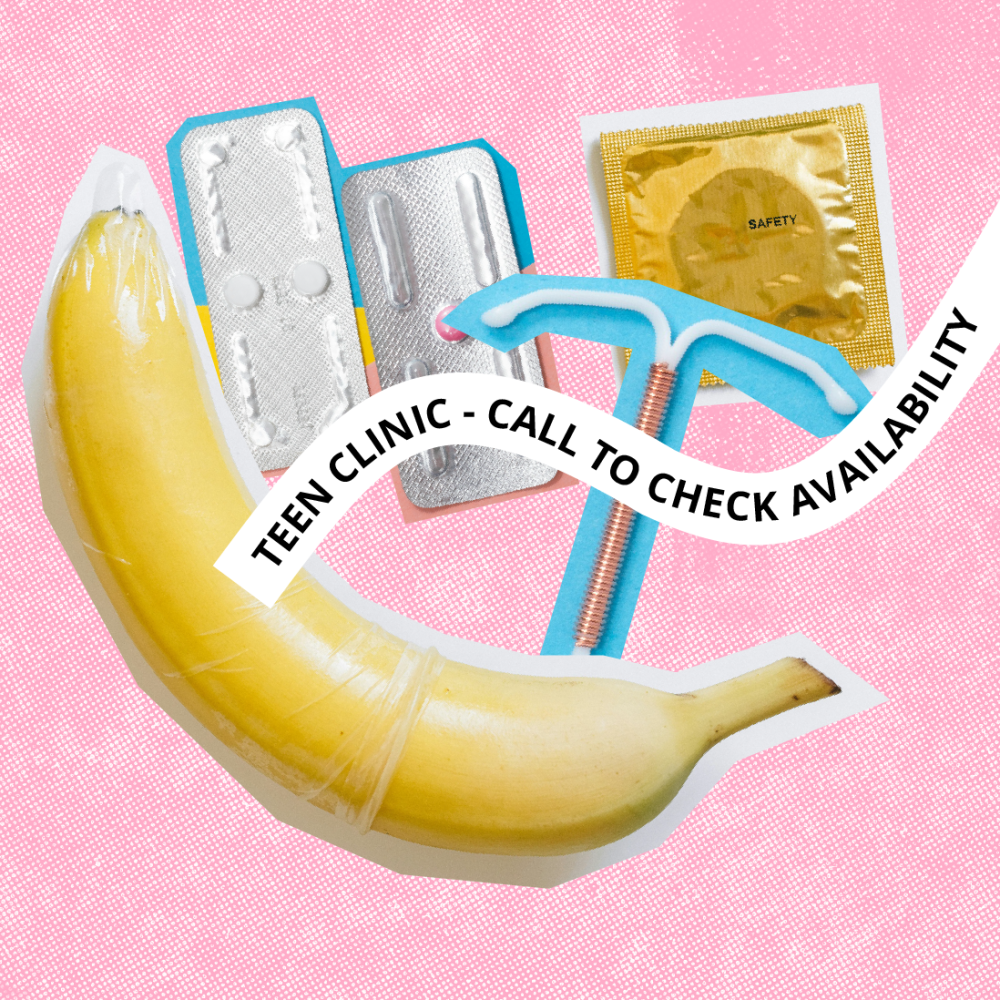 teen clinic graphic with condoms